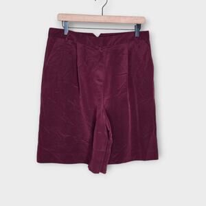 NEW Tibi Women's 100% Silk Plum Pleated Dress Shorts 6 Contemporary Chic